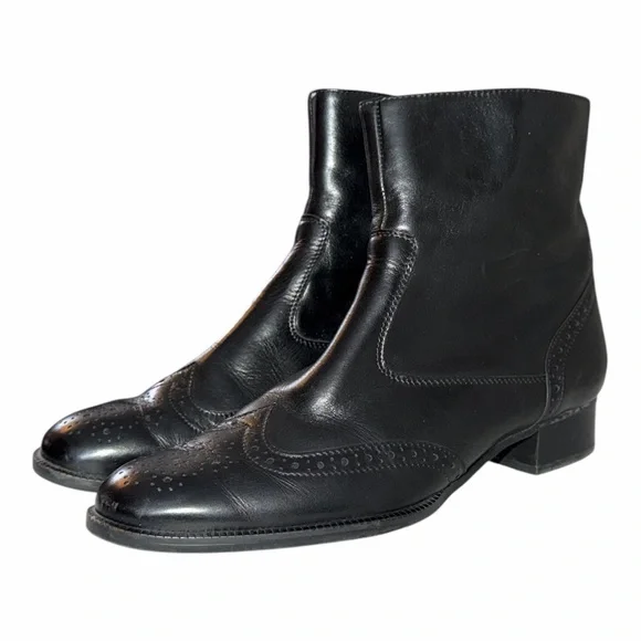 Paul Green Black Leather Ankle Booties - Picture 1 of 5